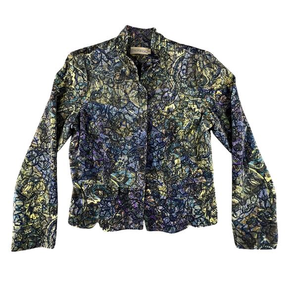 Vintage Canvasbacks Velvet Tapestry Blazer 4 USA Made Baroque Rhinestone Jacket - Picture 4 of 15